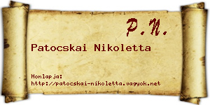 Patocskai Nikoletta névjegykártya