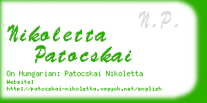 nikoletta patocskai business card